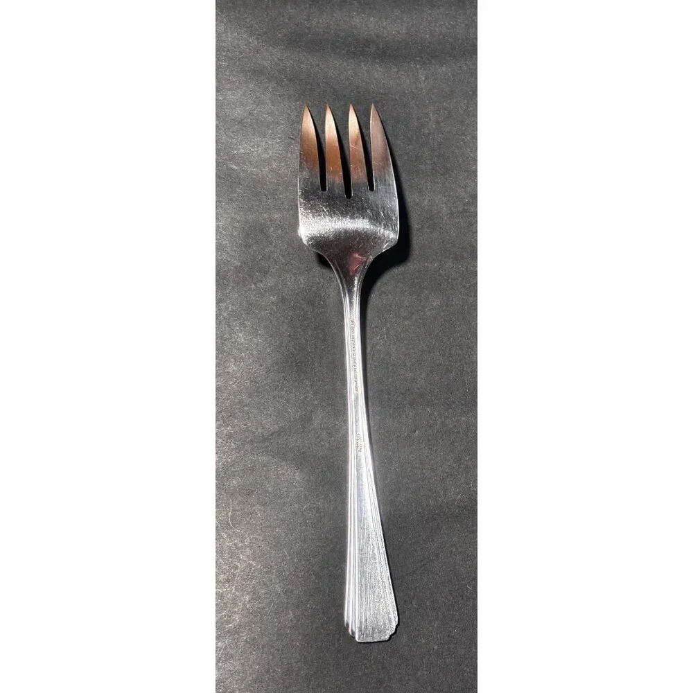 Simeon L. George H. Rogers Company Oneida Serving Fork Silver Plate Vintage 40s